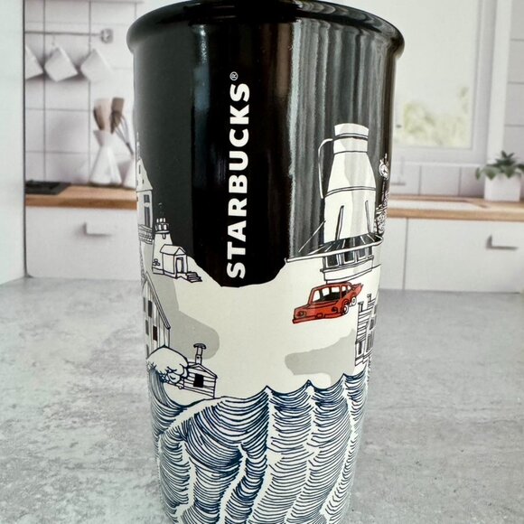 Starbucks ceramic travel tumbler 12 oz Rhode Island edition black - Picture 2 of 7